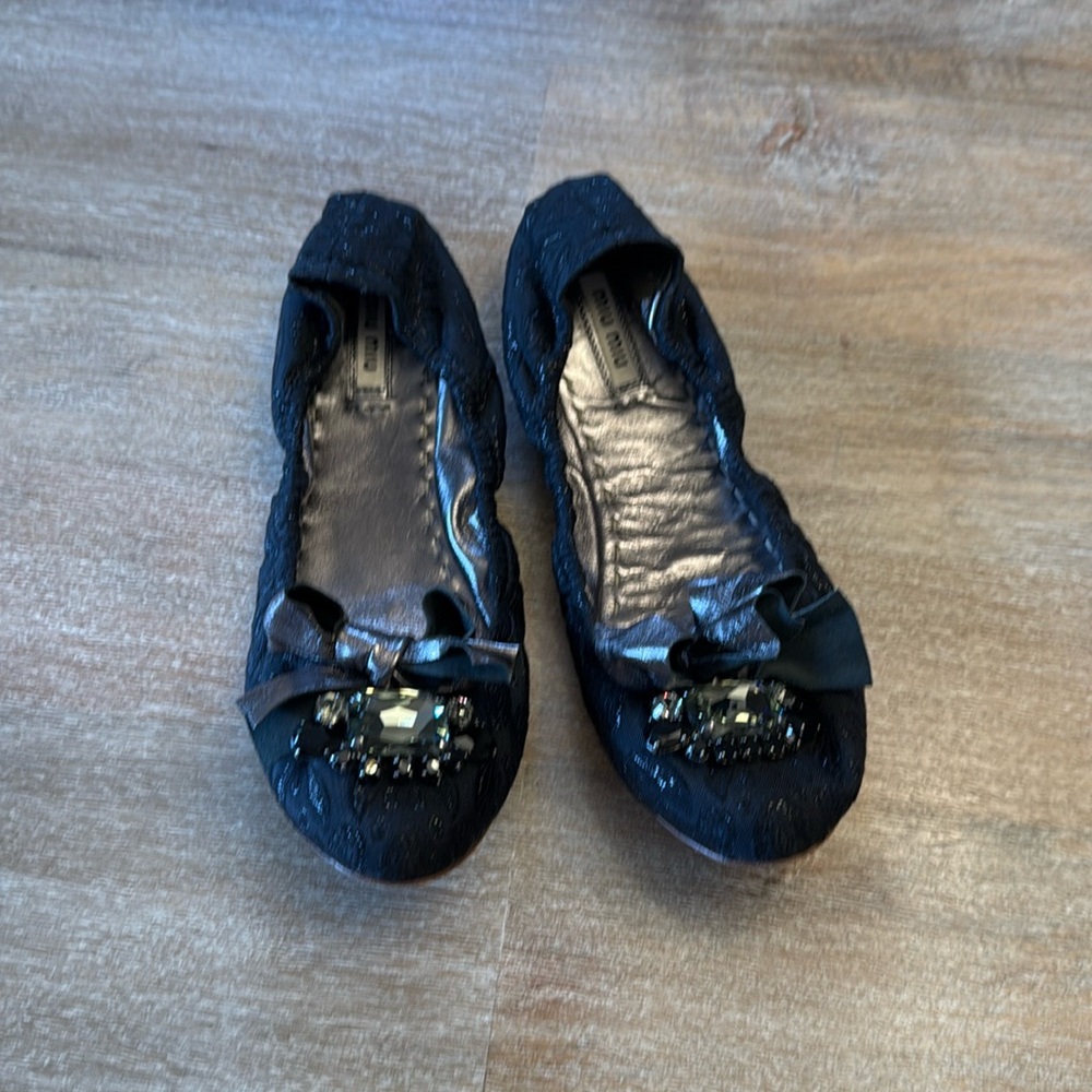 Miu Miu Jeweled Flat (Size IT 38)